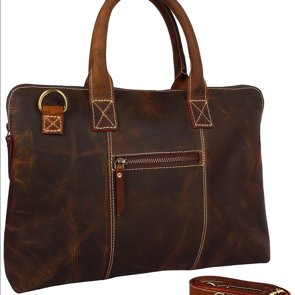 14 inch Genuine Leather Briefcase Bag